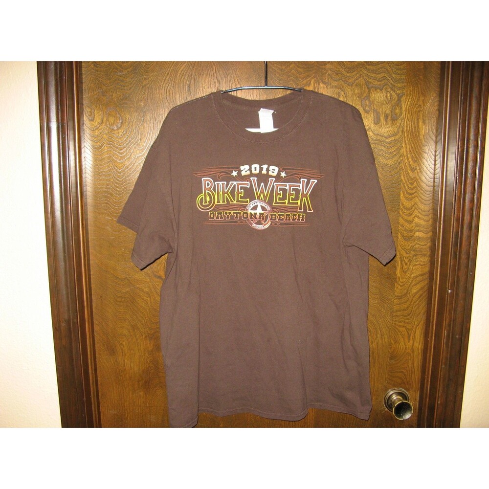 Mens 2019 Bike Week Daytona Beach Brown T-Shirt Amazing Skeleton Graphics Sz XL
